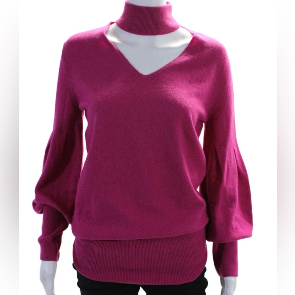 NWT Fuzzi Maglia Fuchsia V-Neck Pleated Sleeves Sweater - Sz Sm